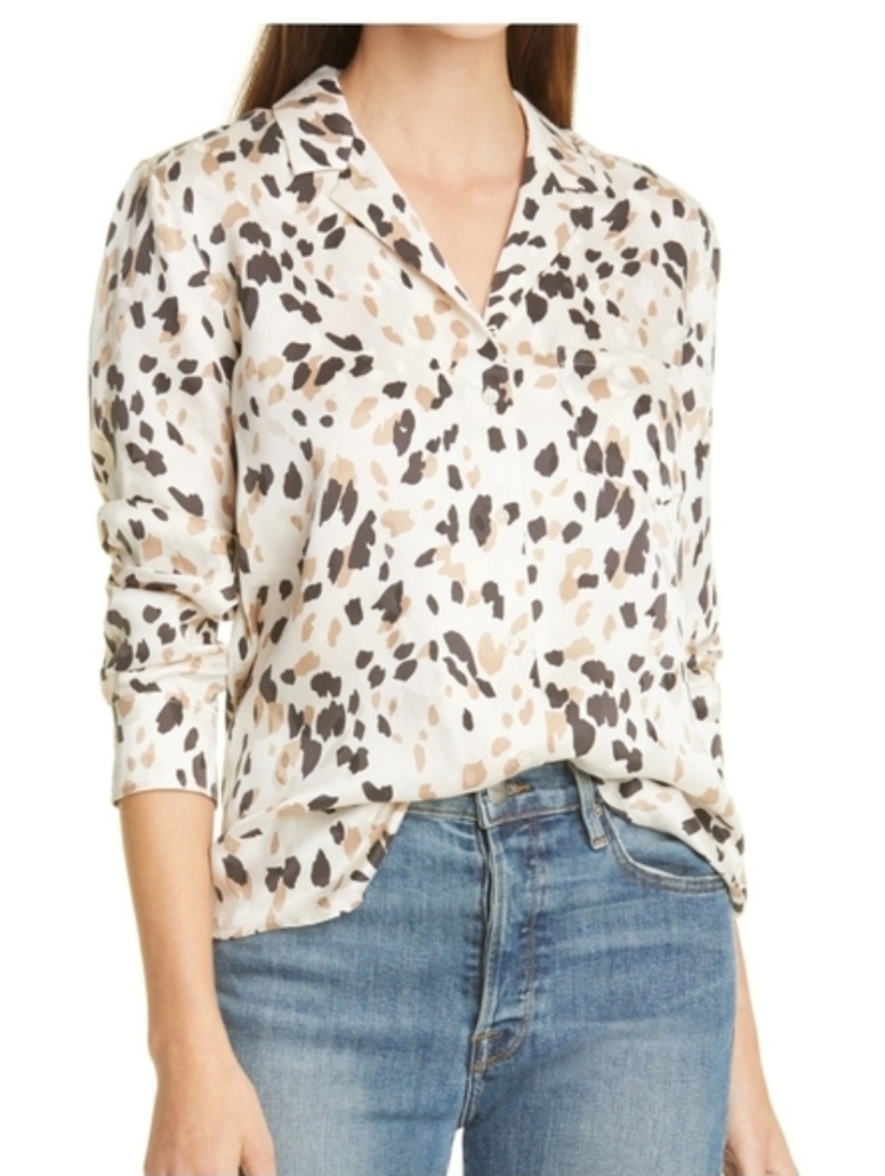 RAILS rebel Cream Button-Front Blouse 100% silk